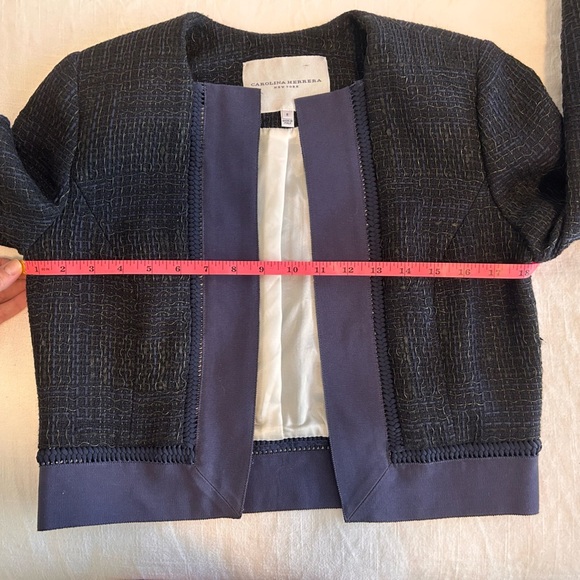CAROLINA HERRERA Tweed Collarless Blazer Lady Jacket. Women’s Size 8. Silk lined - Picture 11 of 12